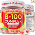 2 Pack Vitamin B Complex Gummies for Women &amp Men All B Vitamins - Methyl B12 MTHF Folate B1 B2 B3 B5 B6 Biotin w/ Vitamin C Choline Inositol PABA for Energy Brain &amp Immunity Sugar