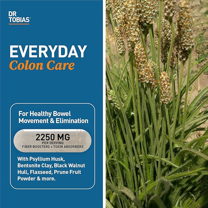 Dr. Tobias Adult Multivitamin &amp Psyllium Daily Supports Energy Immunity &amp Healthy Bowel Movements with 42 Fruits &amp Vegatables Psllium Husk Bentonite Clay Flaxseed &amp Natural Ingredi