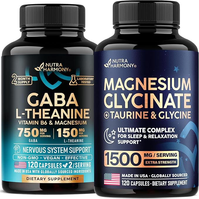 NUTRAHARMONY GABA L-Theanine &amp Magnesium Glycinate with Glycine Capsules