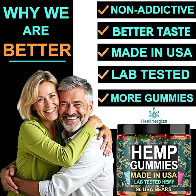 Hemp Gummies Sleep Calm Relaxation-Made in USA-Edibles Gummy Bears Candy-96 Count