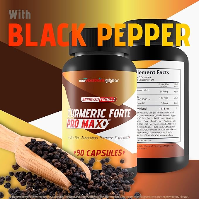 Turmeric Forte Pro Max - Extra Strength Ginger Turmeric with Black Pepper Zinc &amp Vitamin C - Our Best High Absorption Curcumin with Black Pepper - Zinc Vitamin C Curcumin Ginger Supplements