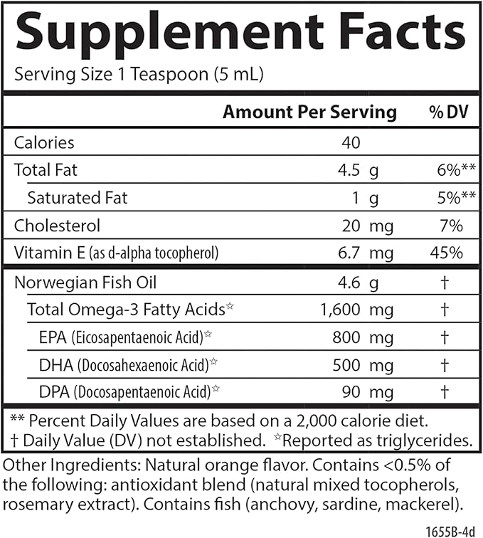 Carlson - The Very Finest Fish Oil 1600 mg Omega-3s Liquid Fish Oil Supplement Norwegian Fish Oil Wild-Caught Sustainably Sourced Fish Oil Liquid Orange 16.9 Fl Oz
