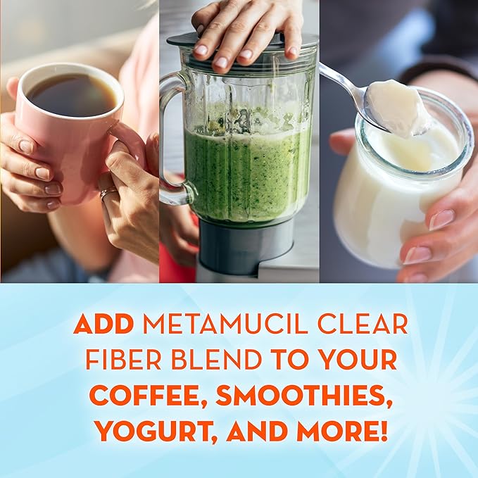 Metamucil Fiber SupplementUnflavored Clear Mixing PowderNo GritNo Sugar AddedPlant Based Prebiotic Fiber Supplement Blend for Daily Digestive Health75 teaspoons(Pack of 2)