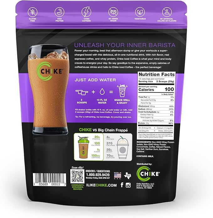 Chike Caramel High Protein Iced Coffee 20 G Protein 2 Shots Espresso 1 G Sugar Keto Friendly and Gluten Free 14 Servings (14.3 Ounce)