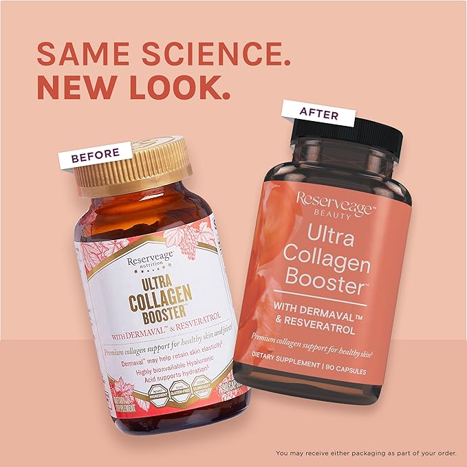 Reserveage Nutrition Ultra Collagen Booster Skin Supplement Supports Healthy Collagen Production 90 Capsules