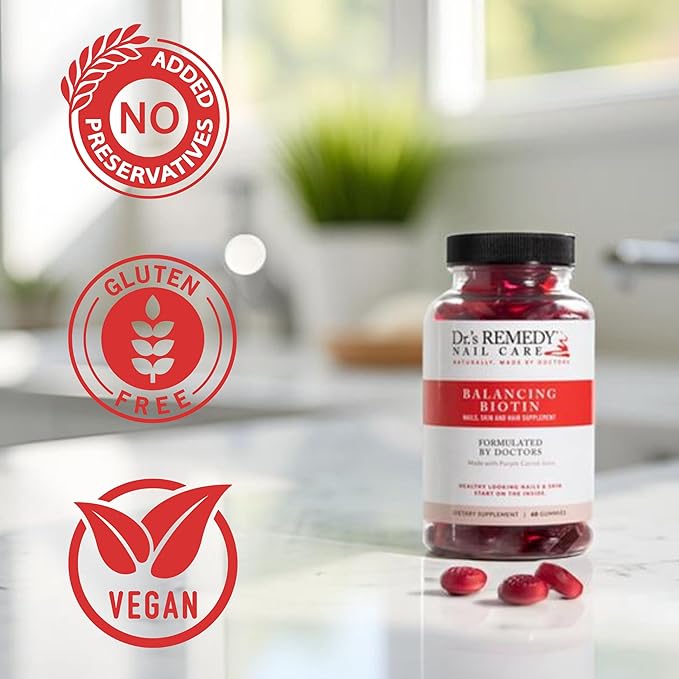 Dr.'s Remedy Biotin Gummies for Hair Skin and Nails Vitamins - 5000 mcg Organic Vegan and Gluten Free