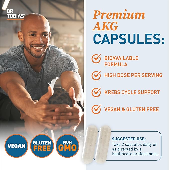 Dr. Tobias AKG Supplement &amp Omega 3 Fish Oil Support Cellular Energy &amp Overall Health with AKG and Triple-Strength Omega 3 EPA &amp DHA Non-GMO