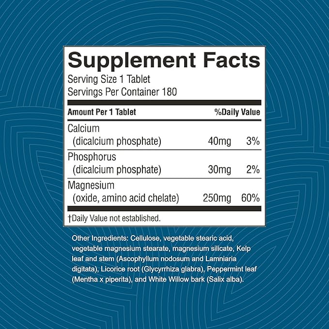 Nature's Sunshine Magnesium 250 mg 180 Tablets | Supports Both The Nervous and Structural Systems by Helping Muscles Relax and Maximize Energy Production