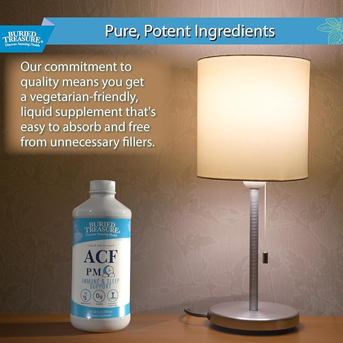Buried Treasure ACF PM - 16 oz 16 Servings Nighttime Immune Support with Chamomile Vitamin C Echinacea Herbal Extracts Essential Nutrients