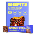 Misfits Vegan Protein Bars - Chewy Cookie Dough | Nutrition Bars - 15g Protein 1g Sugar Plant-based Low Carb Non-GMO Gluten Free Snacks | Pack of 12