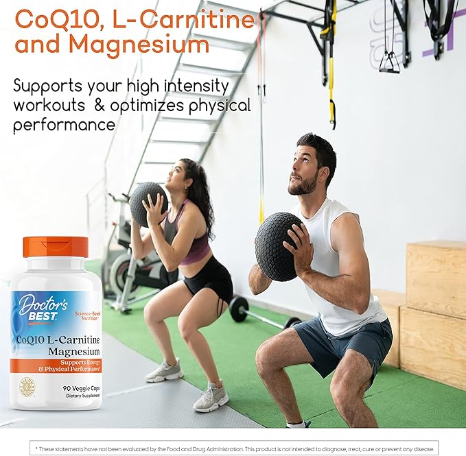 Doctor's Best Coq10/l-Carnitine/Magnesium Unique Blend Supports Energy Muscle Mass &amp Muscle Recovery Veggie Caps 90Count