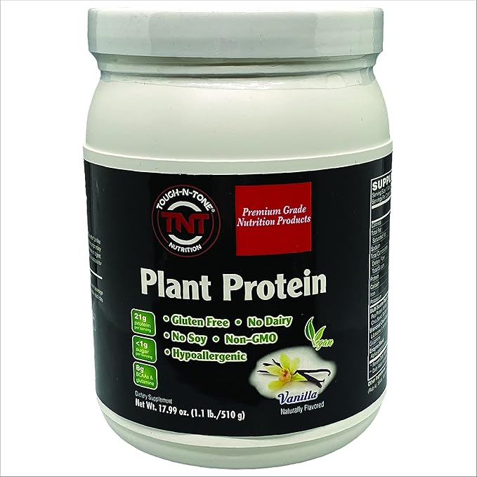 TOUGH-N-TONE Premium Grade Plant Protein a Delicious Vanilla Vegan Shake peas Cranberry chia and Sacha inchi Omega-3 EFAs Vegan &amp Vegetarian no Dairy no Wheat no Gluten no Soy