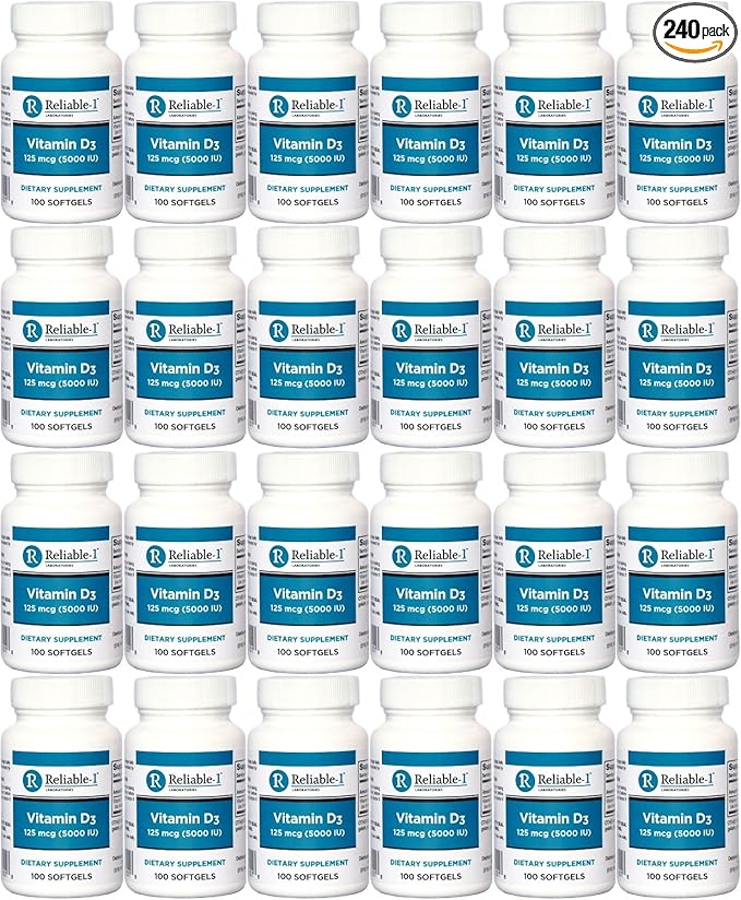 Vitamin D3 High Potency 5000 IU 100 Softgels per Bottle Pack of 24