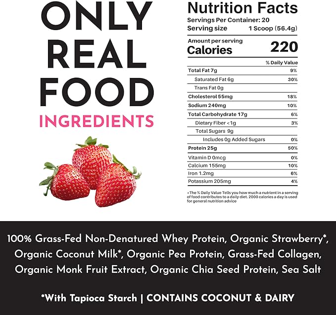 JUST INGREDIENTS Strawberries and Cream Protein Powder - NSF