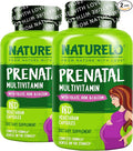 NATURELO Prenatal Multivitamin with Gentle Chelated Iron Methyl Folate Plant Calcium &amp Choline - Vegan Vegetarian - Non-GMO - Gluten Free - 180 Capsules - 4 Month Supply (Pack of 2)