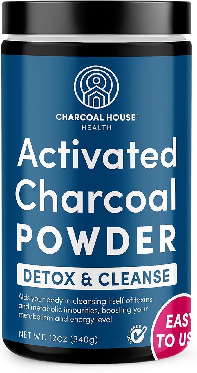 Charcoal House Detox &amp Cleanse USP Medical Grade Coconut Shell Activated Charcoal Powder for Natural Cleanse &amp Health - With High Adsorptive &amp Fast Acting Capacity - 12 oz - 1 Qt