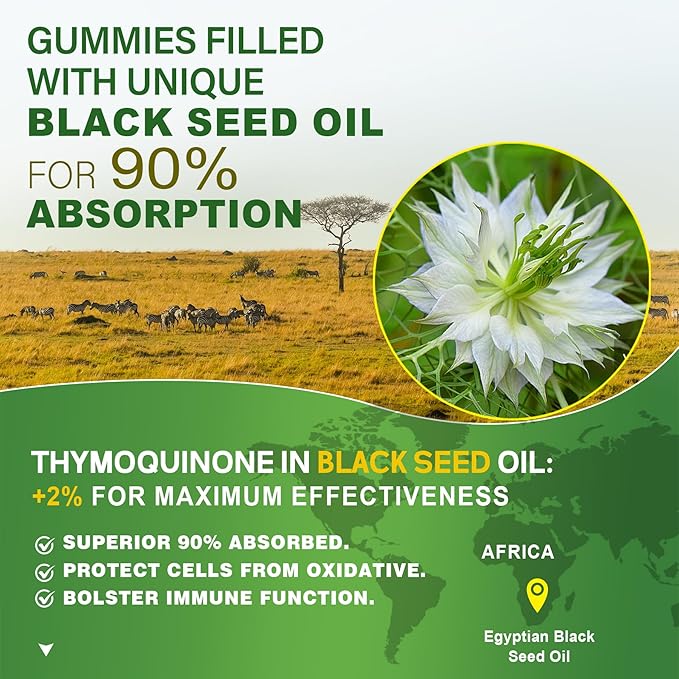 NEVISS Black Seed Oil Gummies Chlorophyll &amp Sea Moss Supplement + Magnesium Glycinate Gummies for Adults &amp Kids 4+