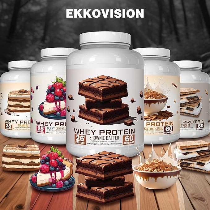 Ekkovision Protein Powder Berry Cheesecake 25 G Whey Protein per Scoop Low Lactose High Protein for Men and Women with Active Lifestyles Perfect for Shakes Smoothies and Recipes 60 Servings