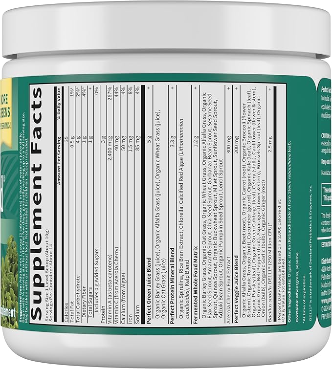 Garden of Life Perfect Food Super Green Formula - 14 Servings | 45 Superfoods Greens Fruit &amp Veggie Juice Superfood Powder Supplement Probiotics &amp Organic Spirulina for Digestion &amp Immu