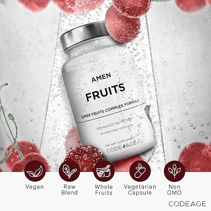 Amen Fruits Daily Fruits Vitamins Supplements Over 20 Whole Fruit Extracts - Raw Multivitamin Berries Antioxidant Polyphenols Superfood &amp Flavonoids - Non-GMO - 90 Capsules