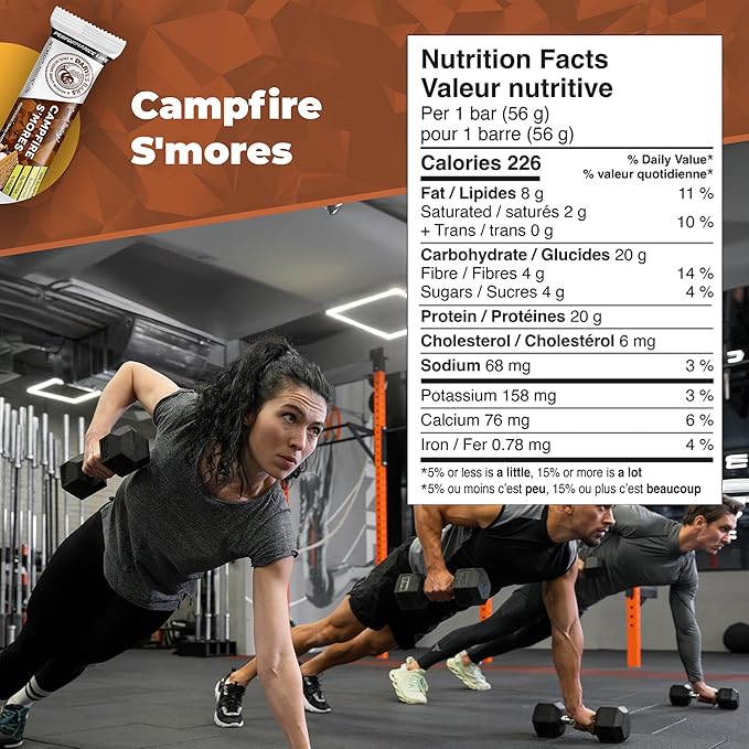 Daryl's Bars Campfire S'mores On the Go Whey Protein Bars Gluten Free 20gr of Protein Snack Meal Replacement Pack of 1