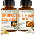 Boswellia Turmeric Curcumin Supplement + Nattokinase Supplement Bundle – Supports Joint &amp Heart Health Healthy Circulation &amp Smooth Flow – with Ginger Organic Turmeric Powder &amp Nattokina