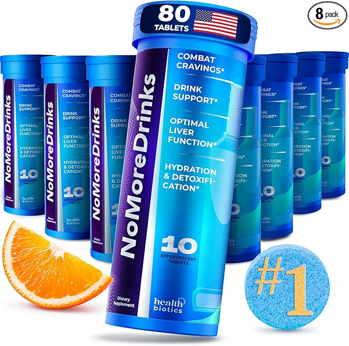 NoMoreDrinks Anti Alcohol Craving Supplement | Liver Detox &amp Combat Cravings | Energy Support Alcohol Replacement Drink | Organic Milk Thistle Supplement &amp Dandelion Root &amp 5HTP | (80) Ene