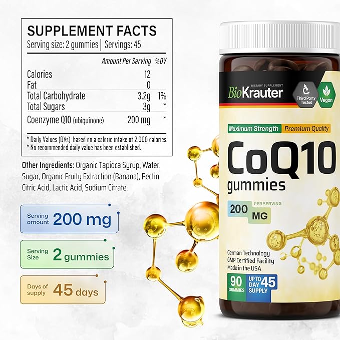 BIO KRAUTER CoQ10 90 Gummies &amp 6 Mushrooms Tincture 4 Fl. Oz.