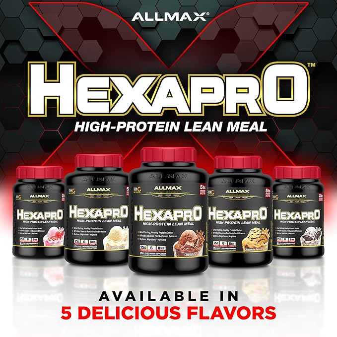 ALLMAX HEXAPRO French Vanilla - 2 lb - 25 Grams of Protein Per Serving - 8-Hour Sustained Release - Zero Sugar - 21 Servings