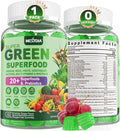 Super Greens Gummies Greens Superfood Powder Alternative w/Spirulina Chlorella Prebiotic Fiber Probiotic Fruit Veggie Daily Greens Vegetable for Digestive &amp Gut Health Immunity Focus 60 C
