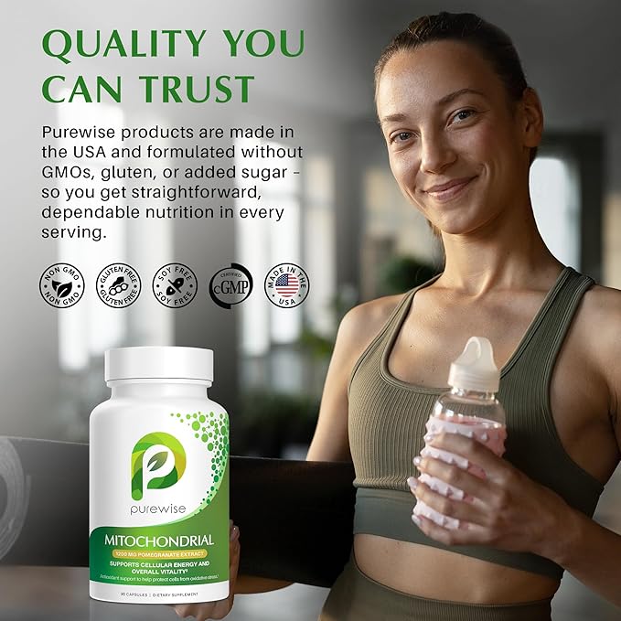Naturals Mitochondrial Supplements with 1200 mg Pomegranate Extract | Antioxidant Formula for Energy &amp Vitality | Daily Vitamin for Energy and Cellular Health | 90 Capsules