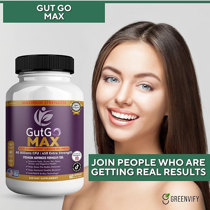 GutGo Max Probiotic Supplement 40 Billion CFU 60 Capsules Maximum Strength Gluten Free Sugar Free (5)