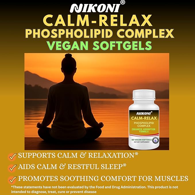 Nikoni® Calm Relax Phospholipid Complex | Enhanced Absorption Formula | 60 Vegan Softgels