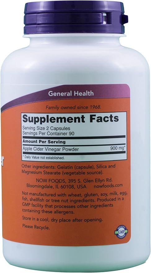 Now Foods Apple Cider Vinegar 450mg 180 Count Pack of 2