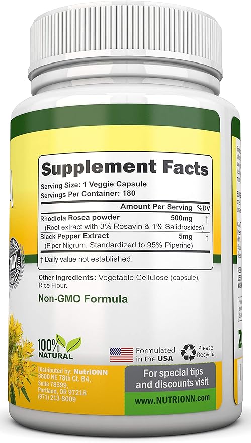 Magnesium Glycinate Capsules &amp Rhodiola Rosea Capsules Combo - Targeted Support for Challenging Times