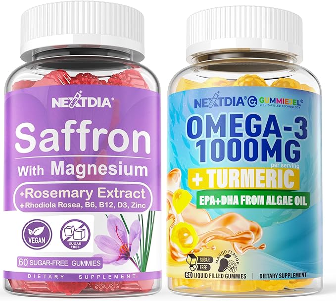 Magnesium Glycinate Gummies Vegan Omega-3 1000mg + Turmeric