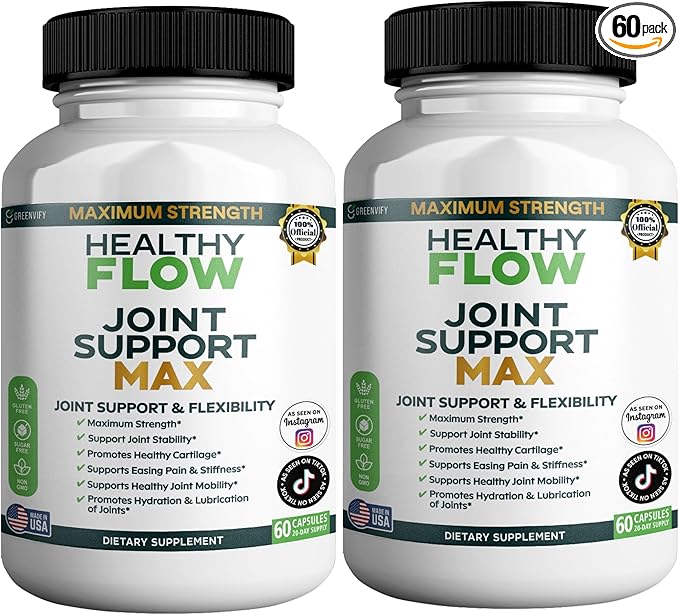 Healthy Flow Joint Support Max 1500mg Glucosamine 60 Capsules Maximum Strength Joint Support Supplement (2)