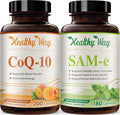 500mg SAM-e &amp Coenzyme Q10 200mg CoQ10 Supplement Bundle - Brain Mood Focus and Energy Support Bundle with CoQ10 and S-Adenosyl-L-Methionine Capsules