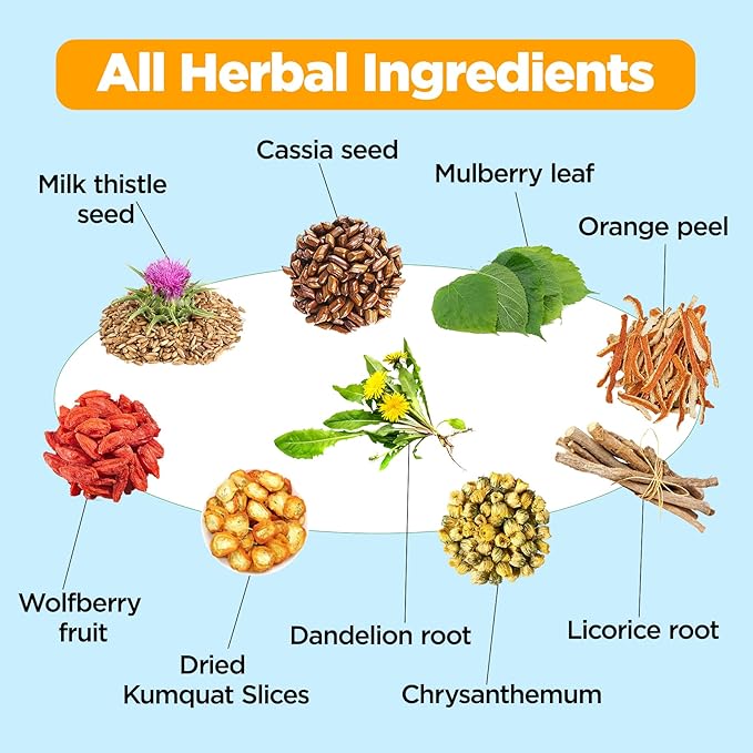 Aromlife Milk Thistle Liver Tea 42 Teabags Dandelion Wolfberry Chrysanthemum Tea Caffeine-Free Natural Liver Teas with Milk Thistle &amp Dandelion Root