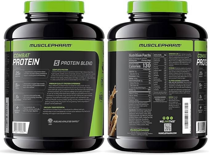 Muscle Pharm Combat Protein Powder Horchata Flavor Fuels Muscles for Productive Workouts 5 Protein Sources Including Whey Protein Isolate &amp Egg Albumin Gluten Free 4 lb 52 Servings
