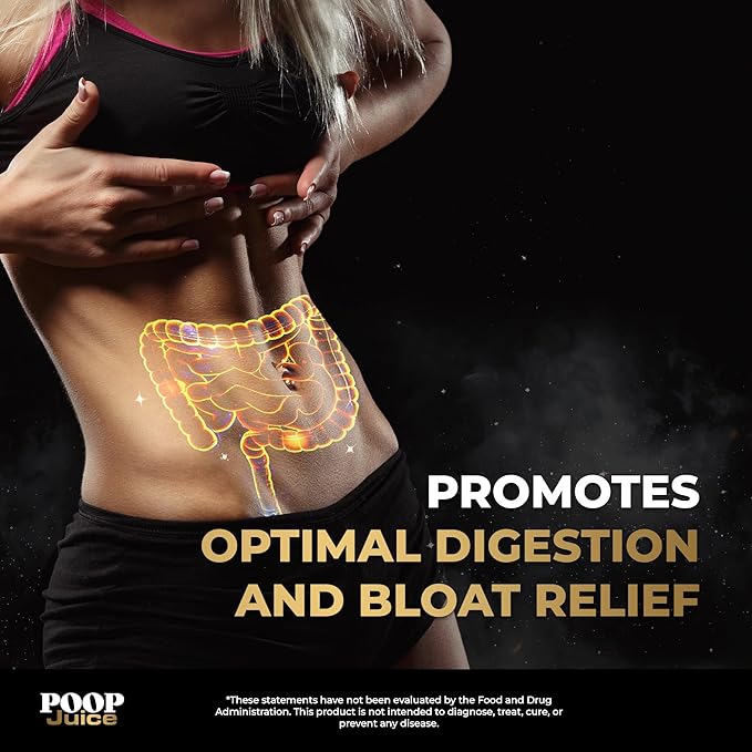 Poop Juice 5-in-1 Daily Fiber Supplement Powder - Bloat &amp Poop Relief - Prebiotic Probiotic Postbiotic Digestive Enzymes L-Glutamine - GLP-1 Support - Sugar-Free Strawberry Lemonade (30 Servin