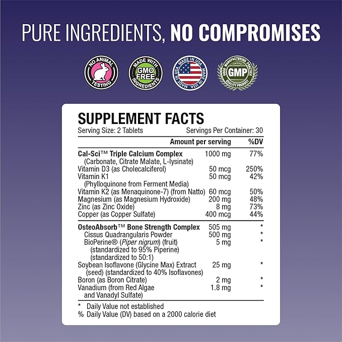 Approved Science Bonesyl - Strengthen Bones Limit Bone Density Loss - Maintain Overall Bone Health - K2 BioPerine and Magnesium - 360 Tablets - Vegan - Made in USA