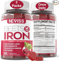 Beet Root Gummies with Iron Methyl B12 Folate Vitamin C - Increase Nitric Oxide &amp Iron Levels Energy Support Fight Fatigue Beetroot &amp Gentle Iron Supplement Sugar Free 120 Count