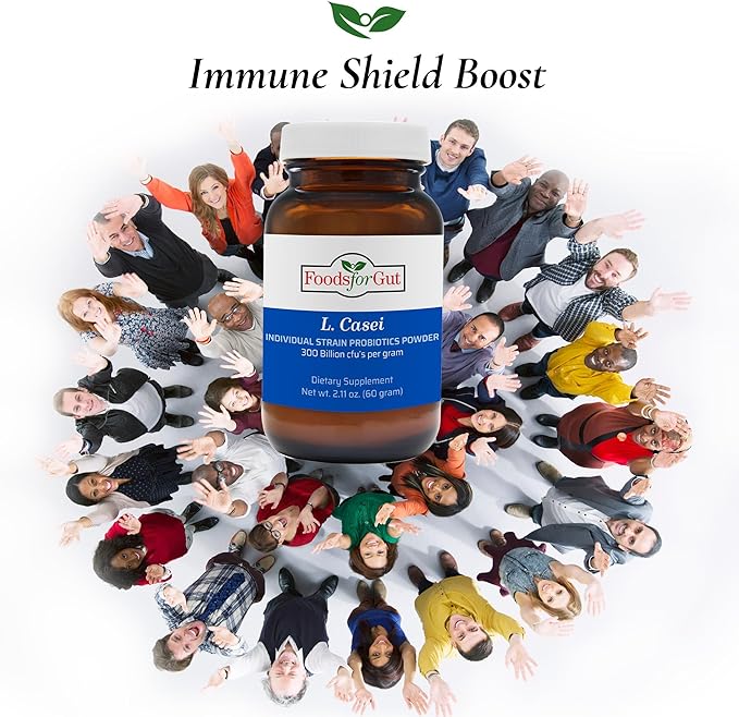 Foods For Gut Lactobacillus Casei Probiotic Powder 300 Billion cfu's | Made in USA | No Additives | Direct from Manufacturer | No Third-Party Storage | Immune Support | L. Casei | 60 Grams (2.11 Oz)