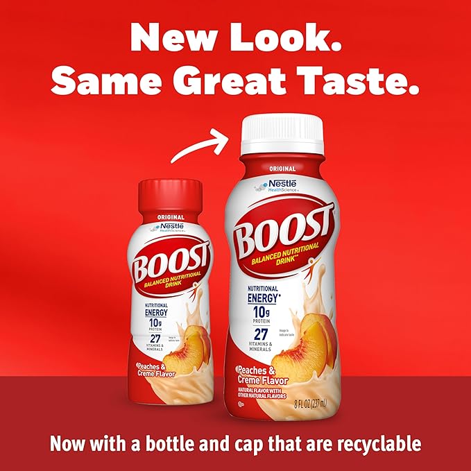 BOOST Original Ready to Drink Nutritional Drinks Peaches &amp Creme 8 Fl Oz (Pack of 24)
