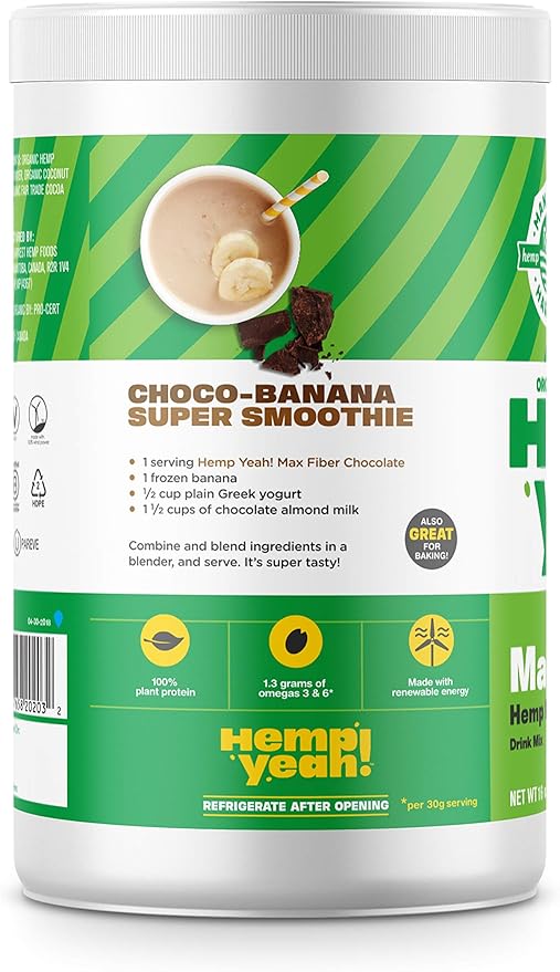 Manitoba Harvest Organic Hemp Pro Fiber Protein Powder Chocolate 16oz with 10g of Fiber &amp 8g Protein per Serving Preservative-Free