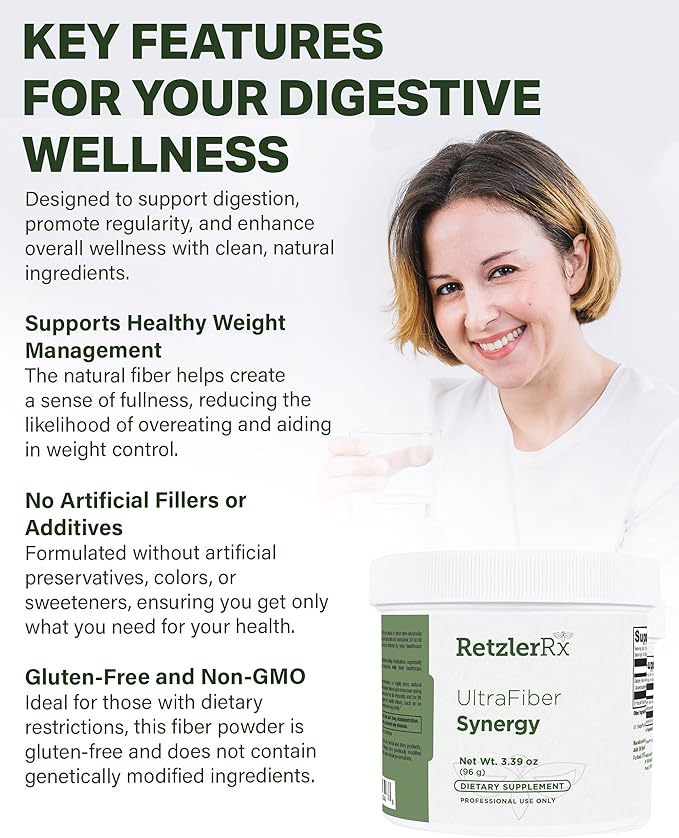 HormoneSynergy Ultra Fiber Lean Powder Supplement - Natural Soluble Propolmannan for Satiety &amp Digestive Health - Prebiotic Fiber for Bowel Regularity - Gluten-Free Non-GMO Formula