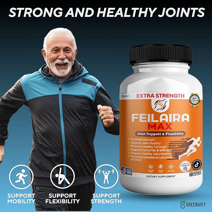 Feilaira Max Extra Strength Joint Support Supplement 1500mg Glucosamine 60 Capsules 20 Day Supply (2)