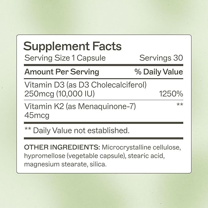 Amy Myers MD Vitamin D3/K2 10000 IU Capsules - Daily Vitamin Supplement for Bone Immune &amp Hormone Health Support - Healthy Mindset &amp Relaxation Aid - 30 Capsules (Pack of 2)