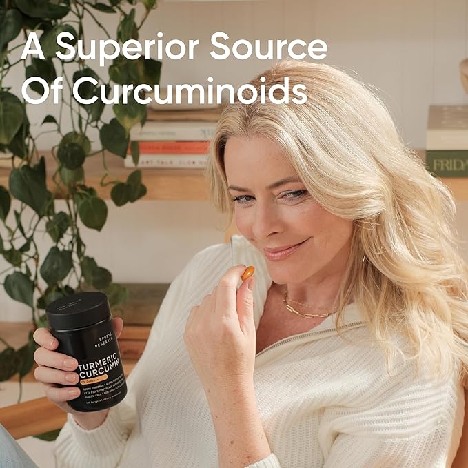 Sports Research® Turmeric Curcumin C3 Complex® w/BioPerine Black Pepper Extract &amp Organic Coconut Oil - Standardized 95% Curcuminoids · Non-GMO · Gluten Free - 120 Count Softgels